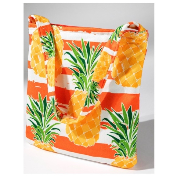 🧡RESTOCKED🧡New tangerine pineapple bag convertible beach towel🍍🍍 - Picture 5 of 9